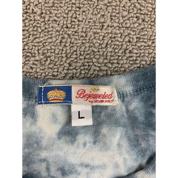 Bejeweled by Susan Fixel Womens Large T Shirt Tie Dye Rhinestone Rock Graphic - Picture 3 of 7